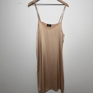 Dressed In Lala Women Satin Slip Dress XL Taupe Party Event Wedding Date